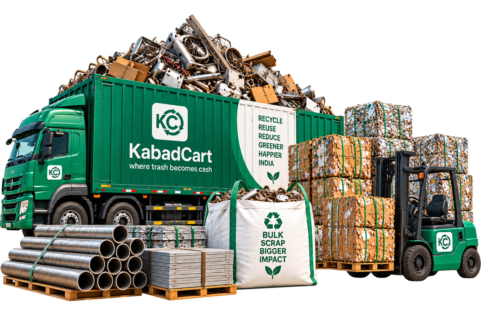 KabadCart truck loaded with bulk scrap